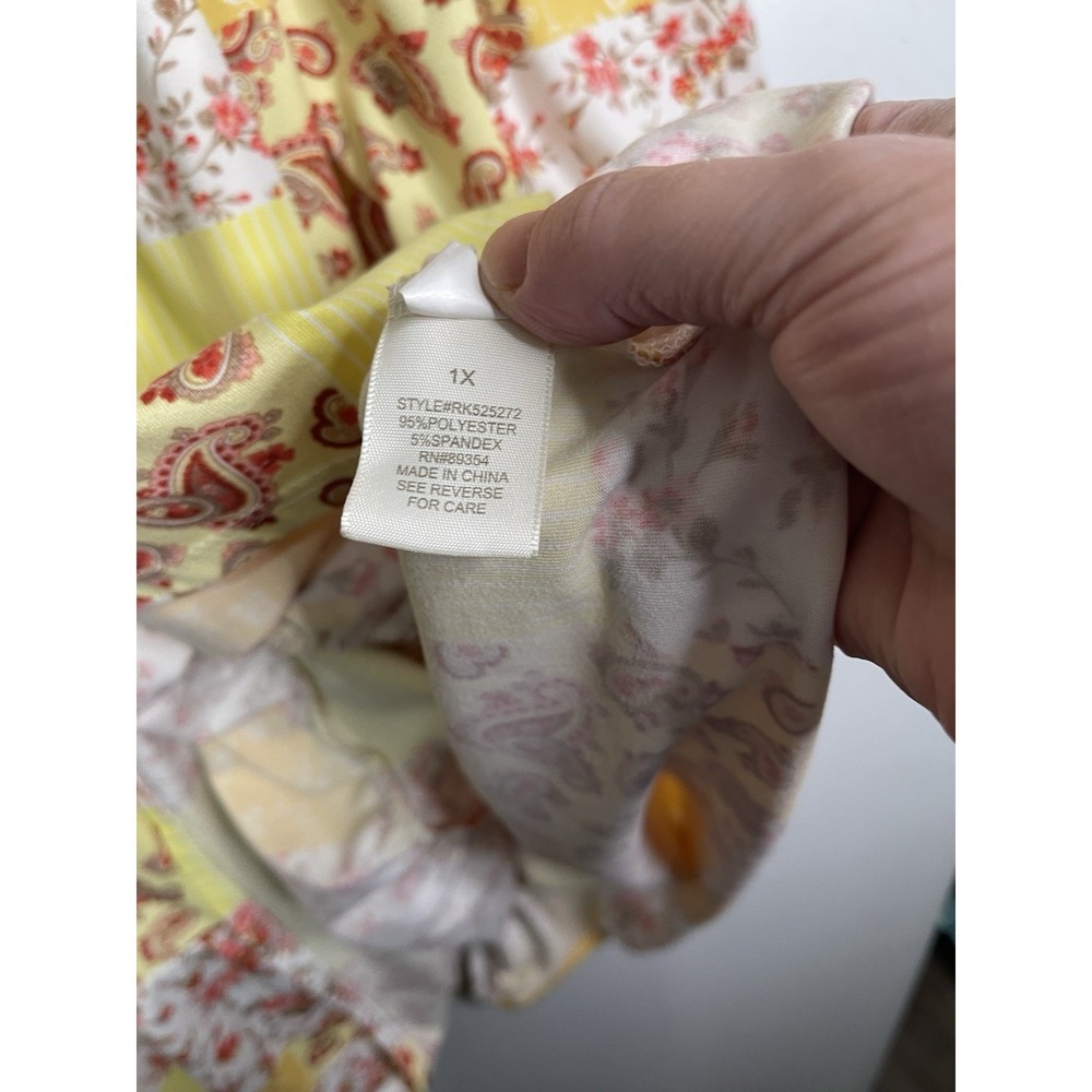 Super Soft Knit Floral Paisley Patchwork Cottage Core Boho Dress 1X Festival EUC - Picture 7 of 7